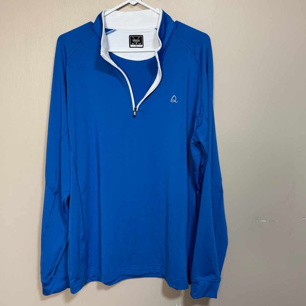 Deolax Men XL Royal Blue Quarter Zip Golf Pullover Performance Long Sleeve Shirt